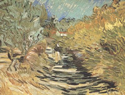 Vincent Van Gogh A Road at Sain-Remy with Female Figure (nn04) China oil painting art